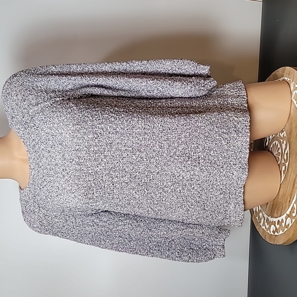 LOFT GRAY MARBLED COTTON PULLOVER CREWNECK SWEATER - Picture 3 of 12